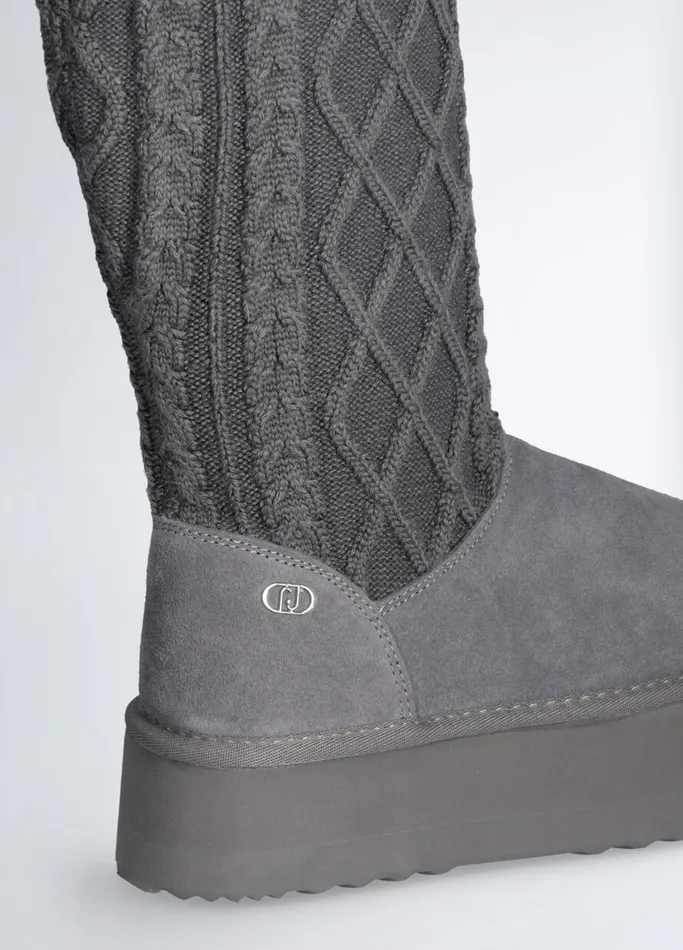Women Liujo Boots and Ankle Boots Knit Platform Boots Grey