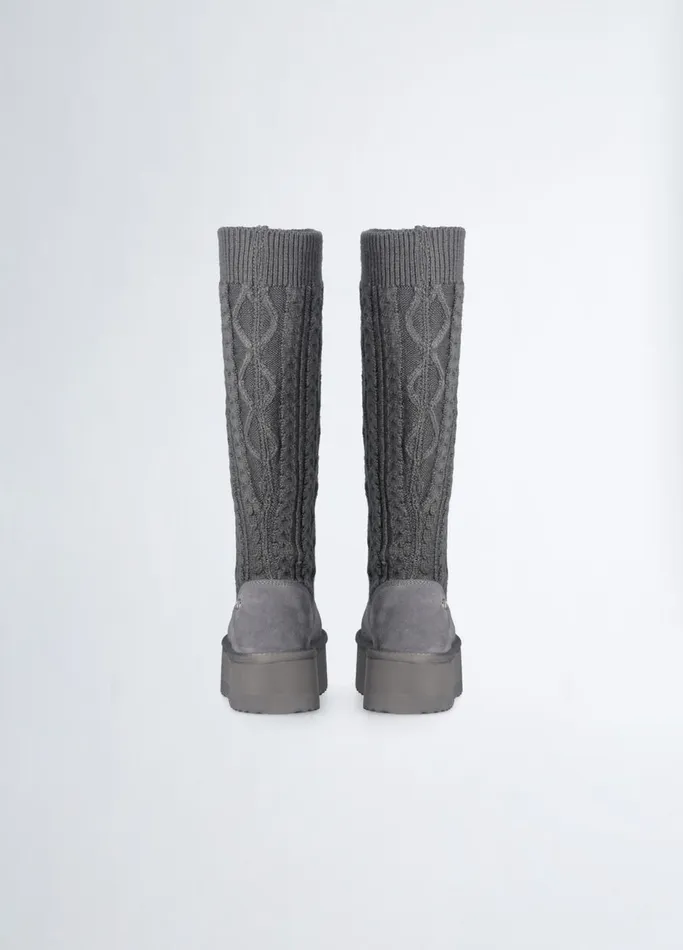 Women Liujo Boots and Ankle Boots Knit Platform Boots Grey