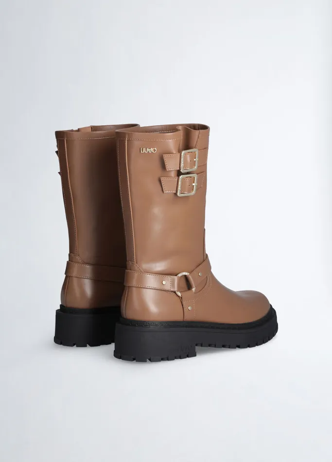 Women Liujo Boots and Ankle Boots Leather Biker Boots Biscuit