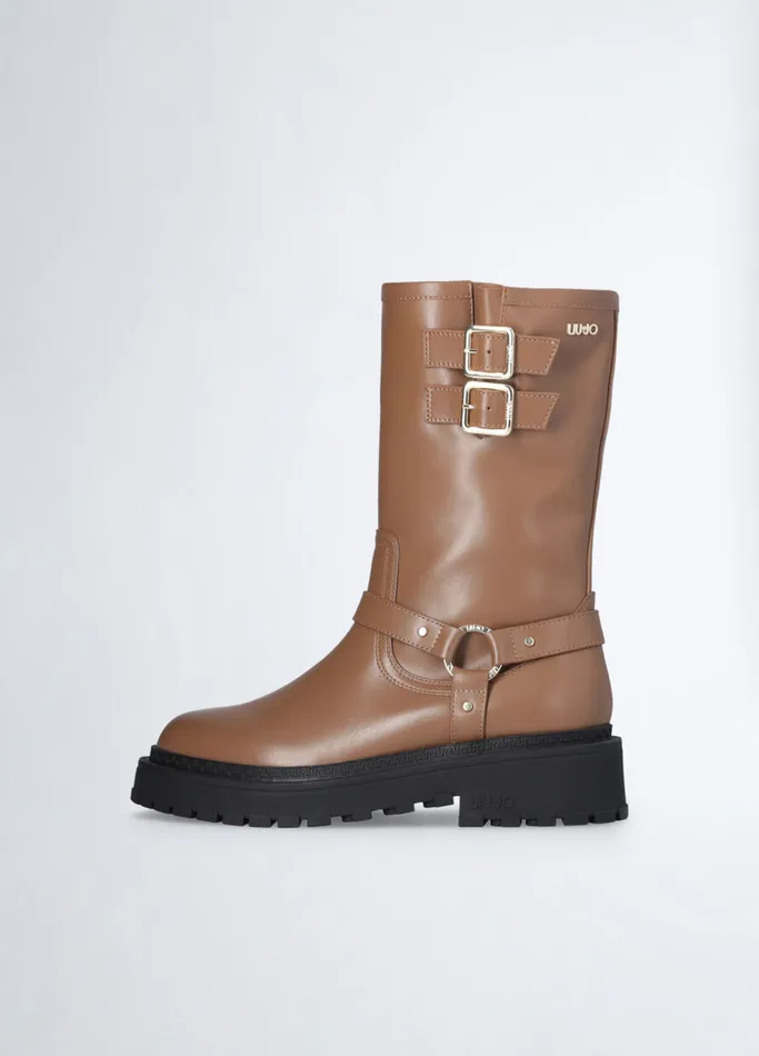 Women Liujo Boots and Ankle Boots Leather Biker Boots Biscuit