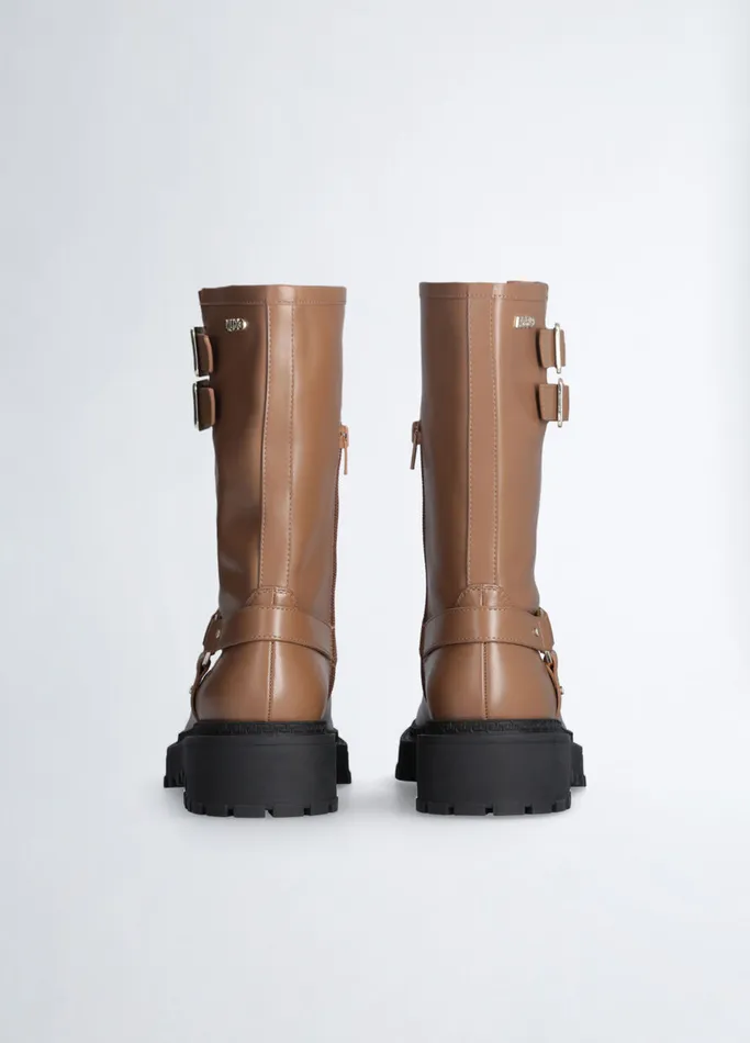 Women Liujo Boots and Ankle Boots Leather Biker Boots Biscuit