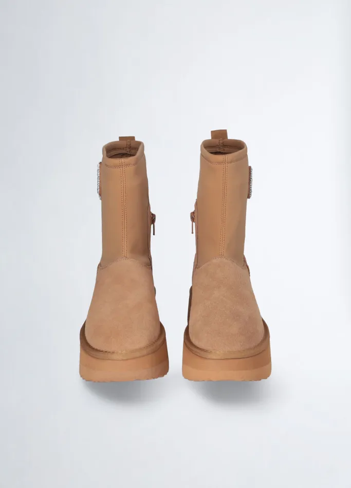 Women Liujo Boots and Ankle Boots Warm Ankle Boots With Bejewelled Logo Cognac