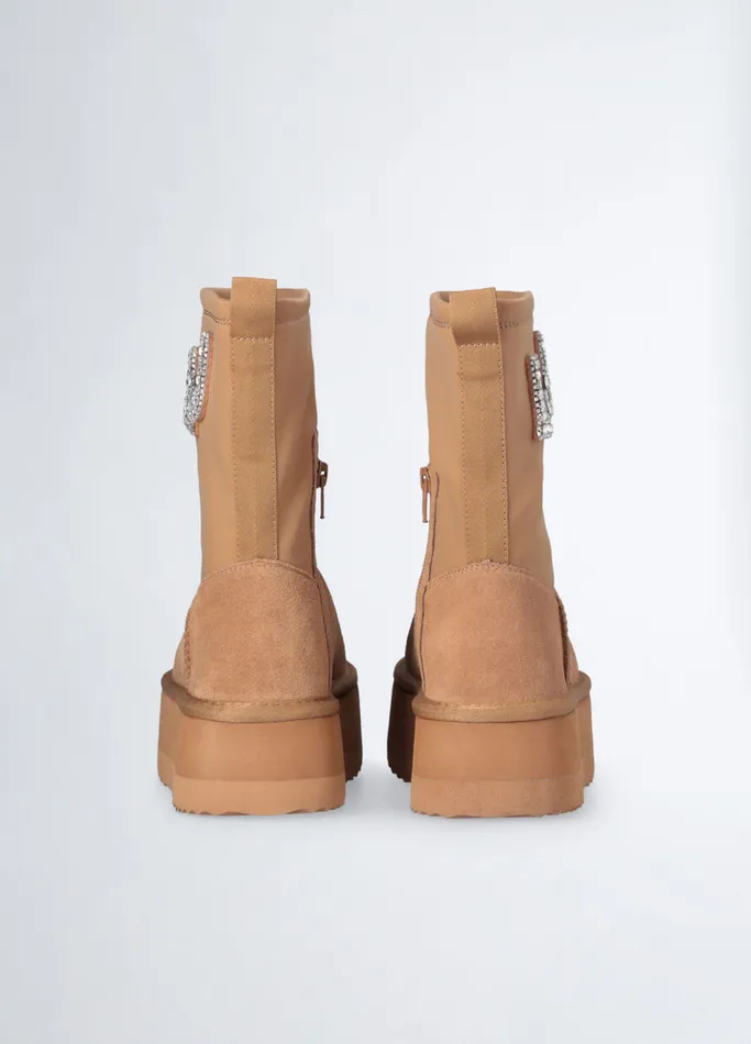 Women Liujo Boots and Ankle Boots Warm Ankle Boots With Bejewelled Logo Cognac