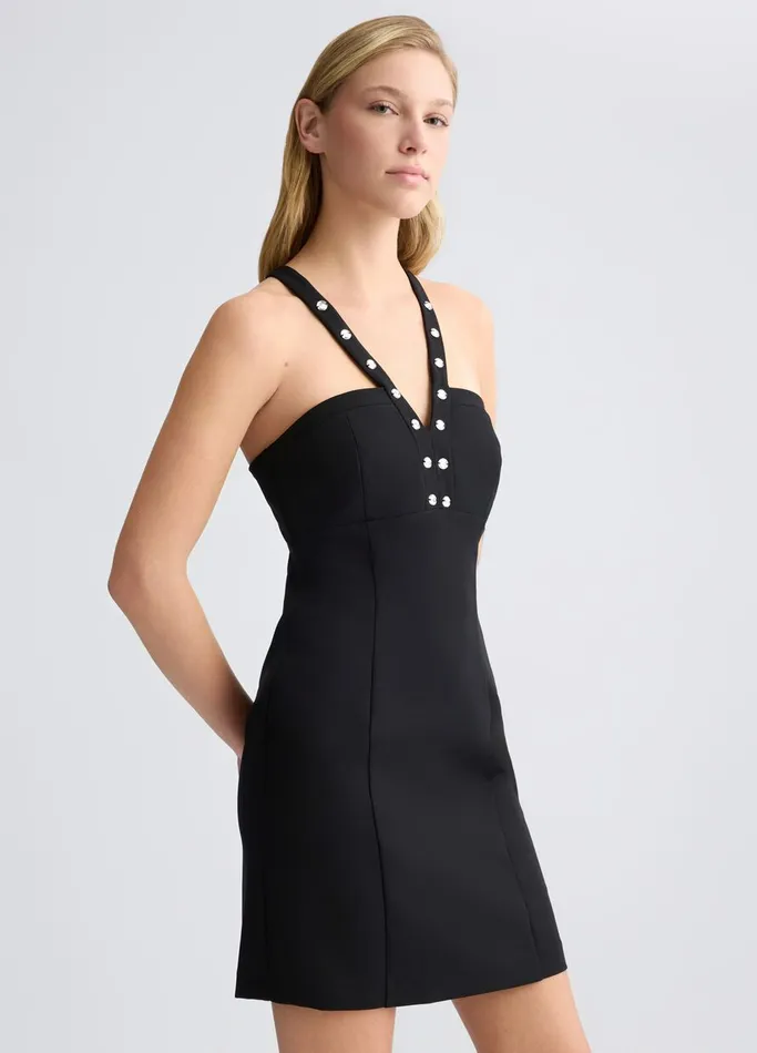 Women Liujo Dresses Black Dress With Rhinestones