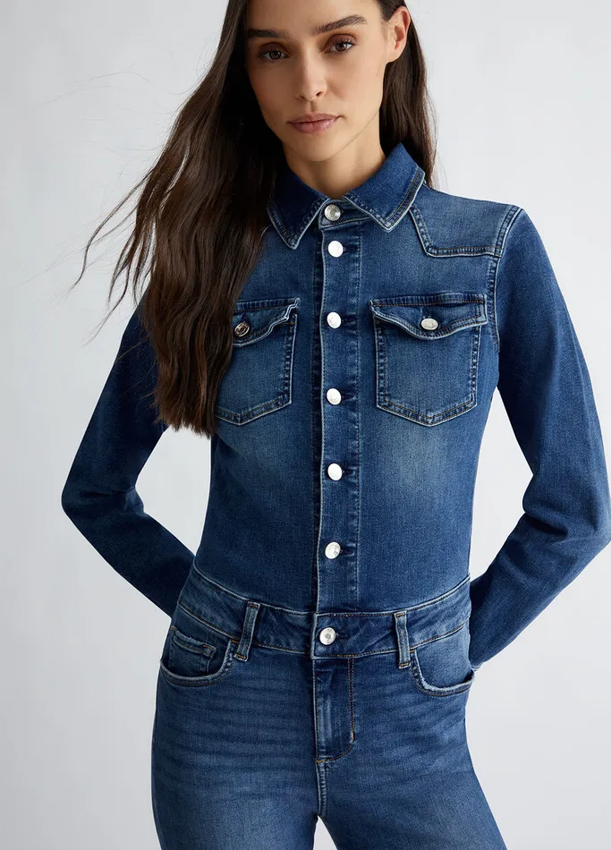 Women Liujo Dresses Denim Bib And Brace Blue Denim