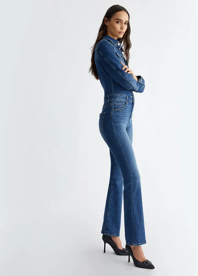 Women Liujo Dresses Denim Bib And Brace Blue Denim
