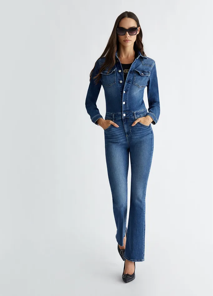 Women Liujo Dresses Denim Bib And Brace Blue Denim