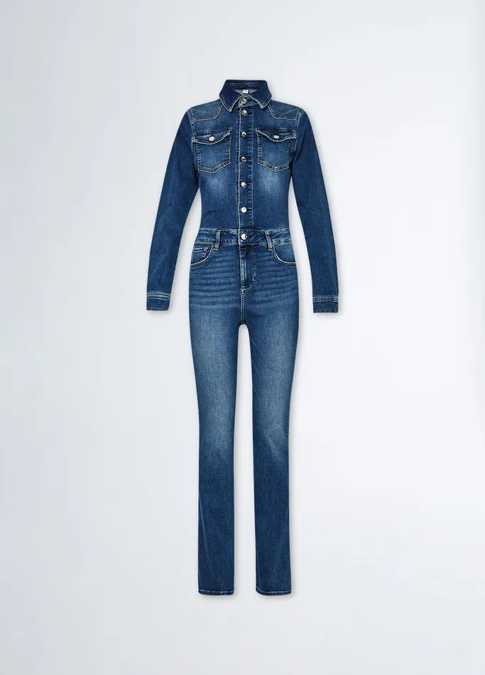 Women Liujo Dresses Denim Bib And Brace Blue Denim