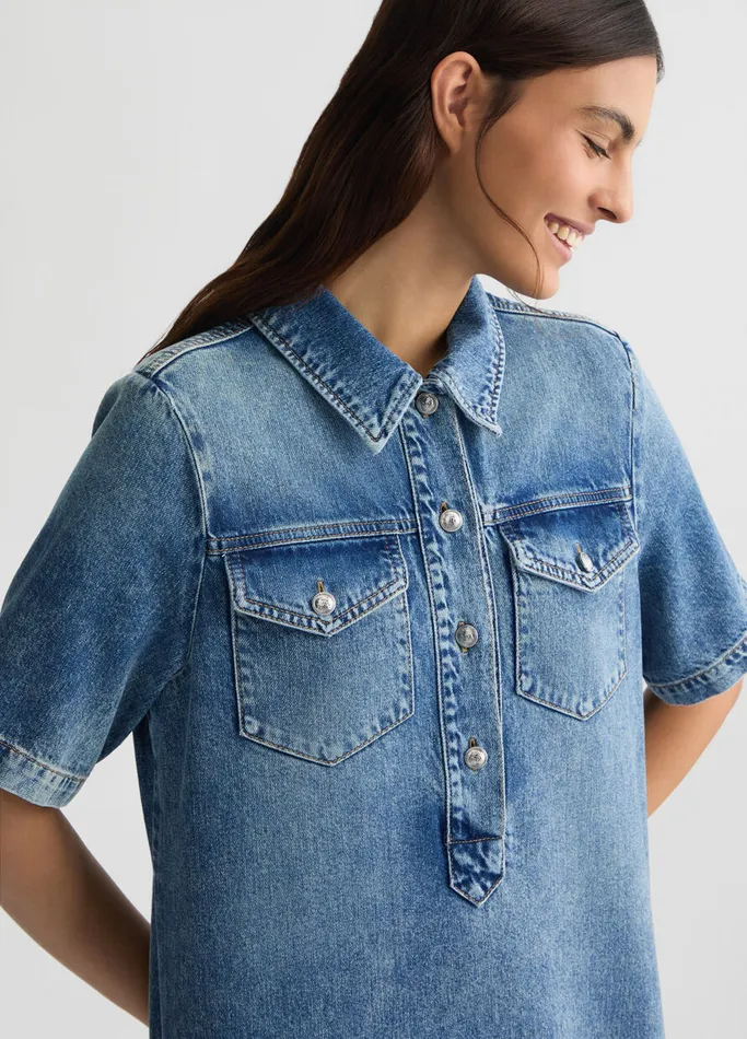 Women Liujo Dresses Denim Dress Blue Denim
