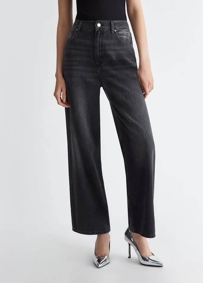 Women Liujo Flare Jeans Flared Cotton Jeans Black Denim