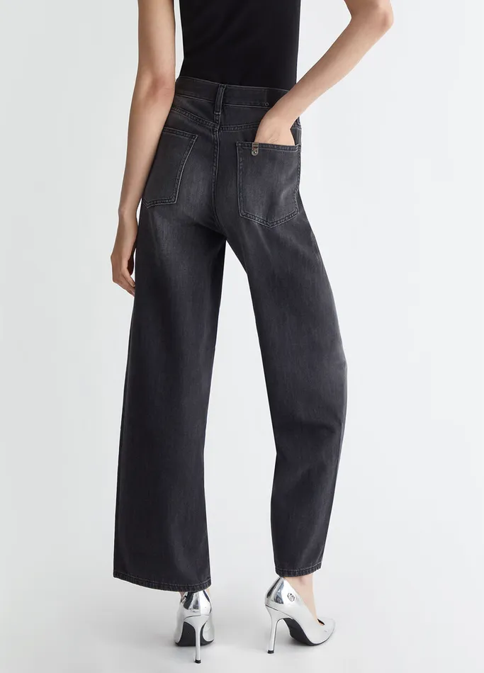 Women Liujo Flare Jeans Flared Cotton Jeans Black Denim