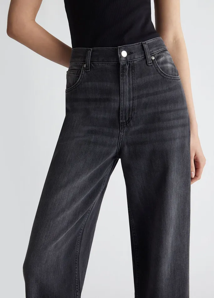 Women Liujo Flare Jeans Flared Cotton Jeans Black Denim