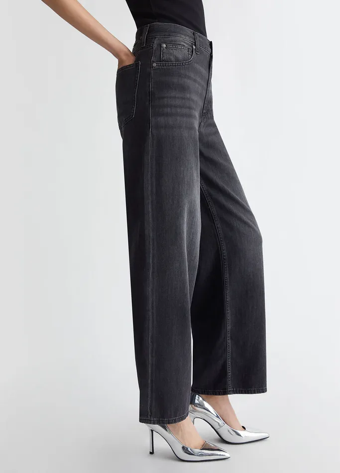 Women Liujo Flare Jeans Flared Cotton Jeans Black Denim