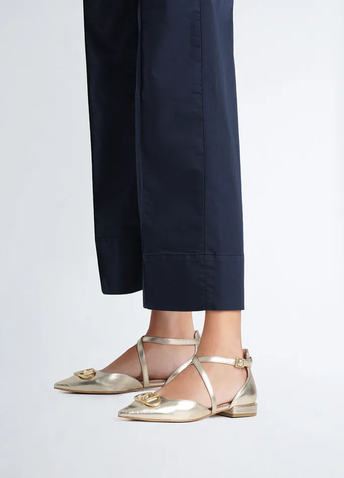 Women Liujo Flat Shoes Ballet Flats With MaxiLogo Goldcolour