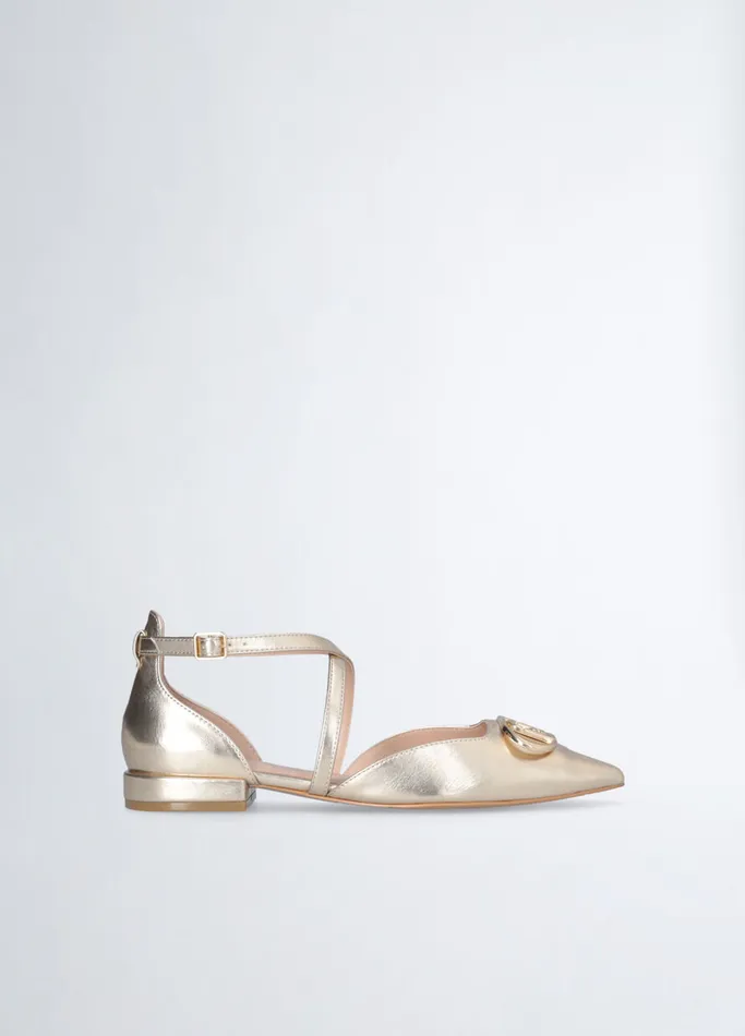 Women Liujo Flat Shoes Ballet Flats With MaxiLogo Goldcolour