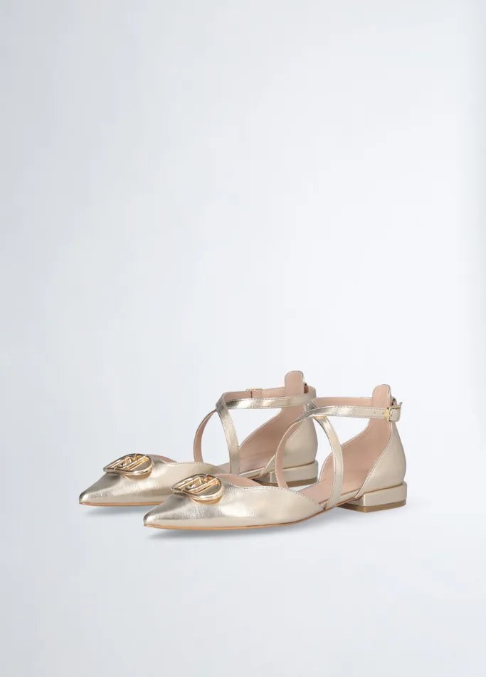 Women Liujo Flat Shoes Ballet Flats With MaxiLogo Goldcolour