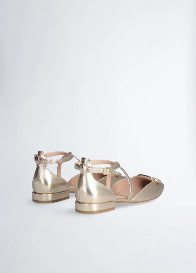 Women Liujo Flat Shoes Ballet Flats With MaxiLogo Goldcolour