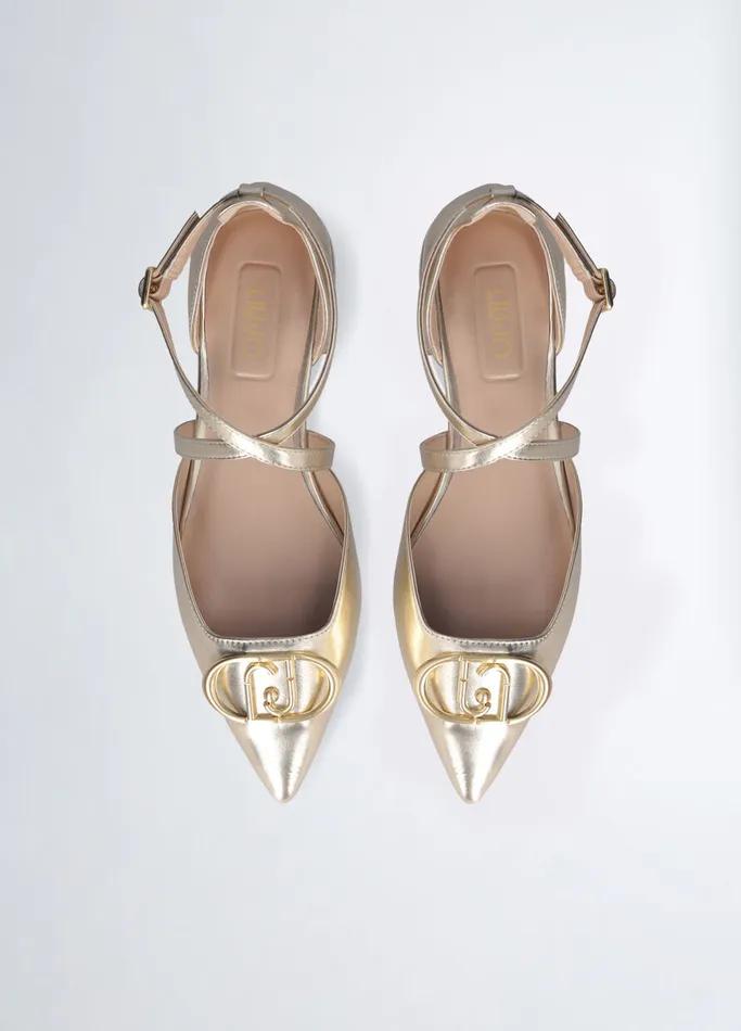 Women Liujo Flat Shoes Ballet Flats With MaxiLogo Goldcolour