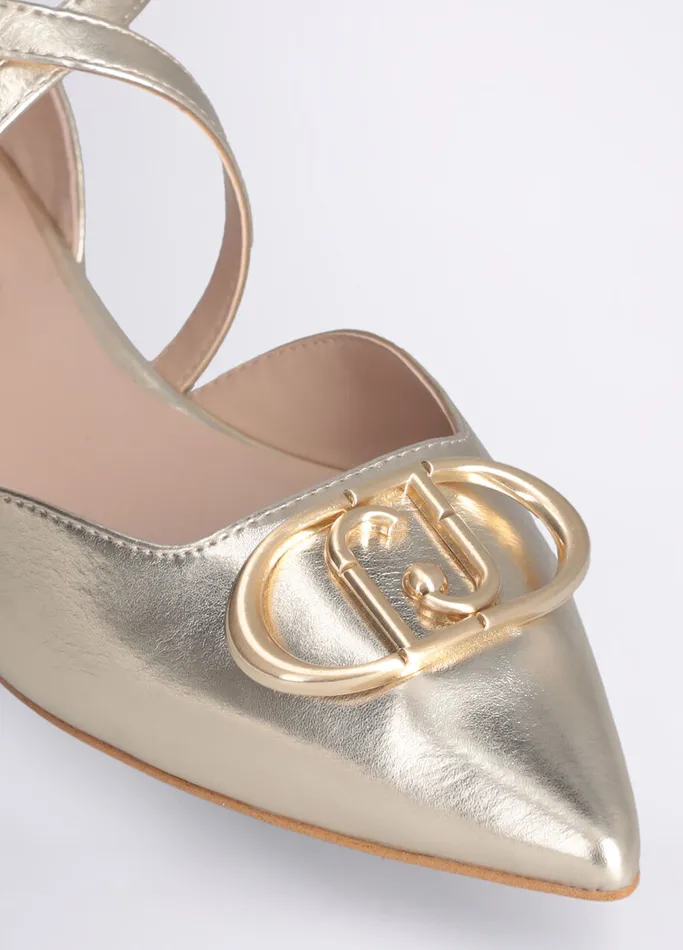 Women Liujo Flat Shoes Ballet Flats With MaxiLogo Goldcolour
