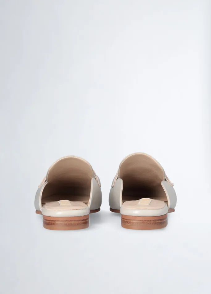 Women Liujo Flat Shoes Leather Slippers With Logo White