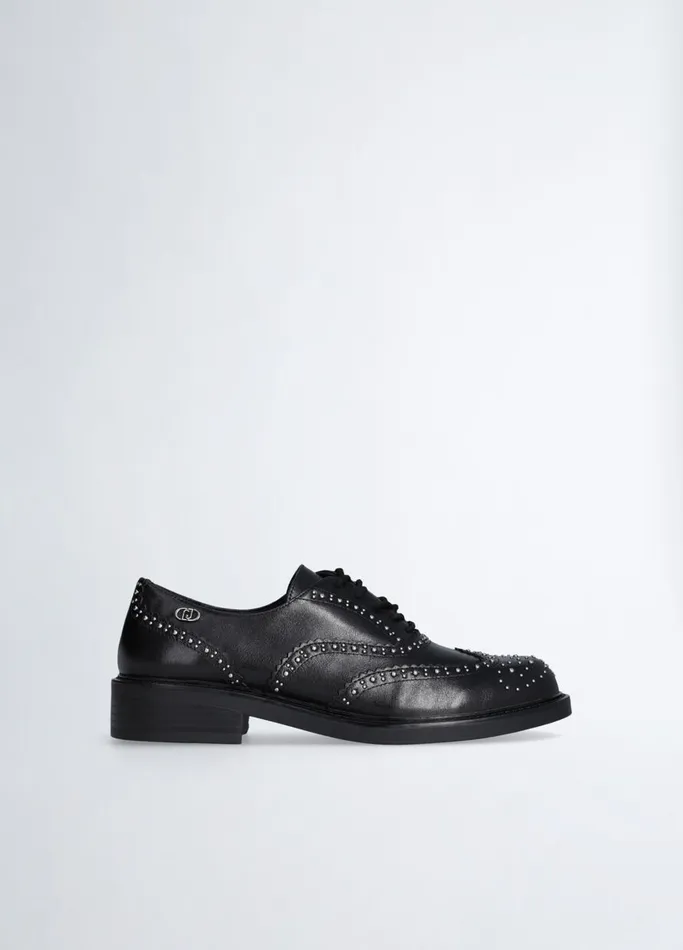 Women Liujo Flat Shoes Oxford Shoes With Studs Black