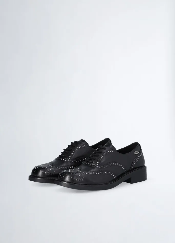 Women Liujo Flat Shoes Oxford Shoes With Studs Black