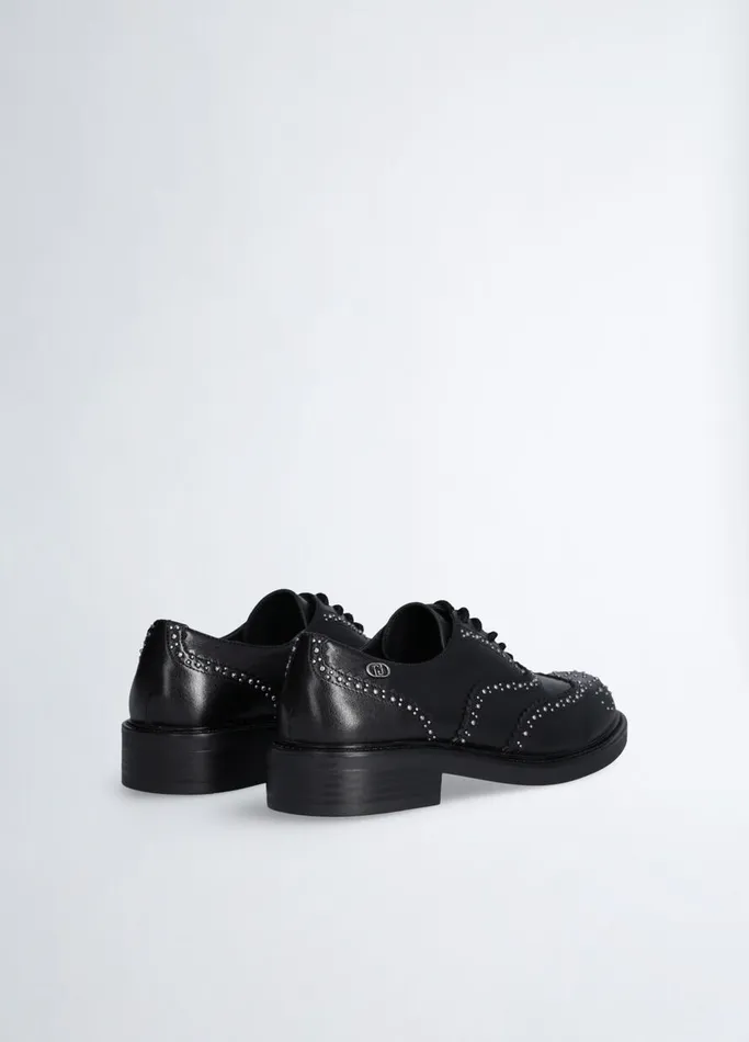 Women Liujo Flat Shoes Oxford Shoes With Studs Black