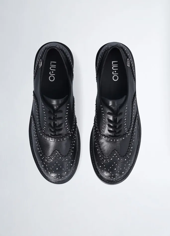 Women Liujo Flat Shoes Oxford Shoes With Studs Black