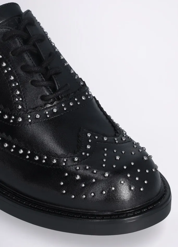 Women Liujo Flat Shoes Oxford Shoes With Studs Black