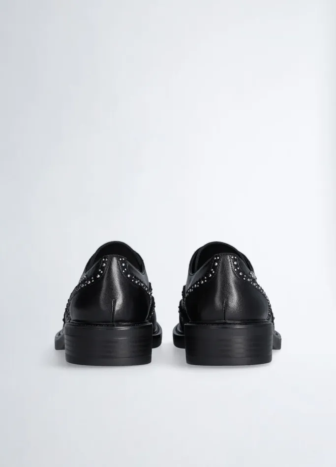 Women Liujo Flat Shoes Oxford Shoes With Studs Black