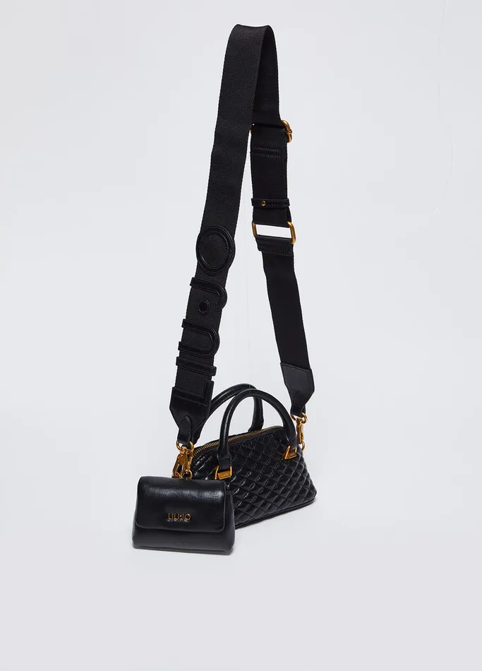 Women Liujo Handbags Glossy Quilted Handbag Black