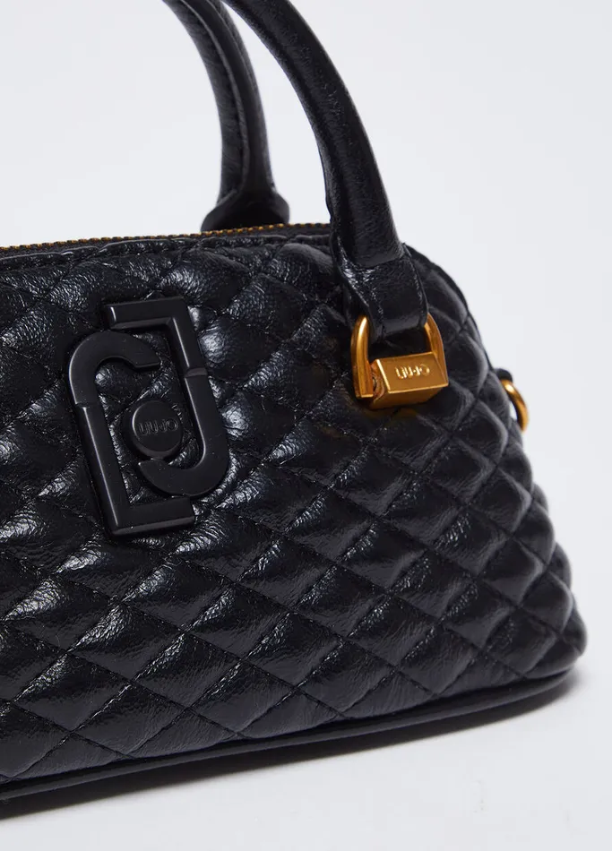 Women Liujo Handbags Glossy Quilted Handbag Black