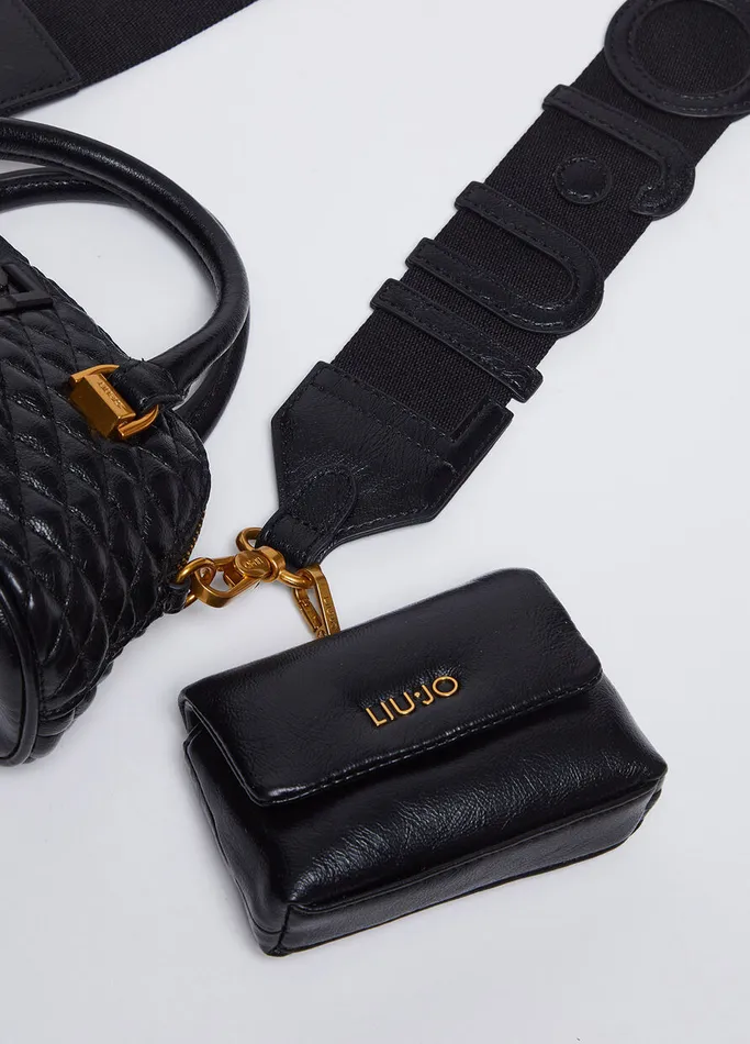 Women Liujo Handbags Glossy Quilted Handbag Black