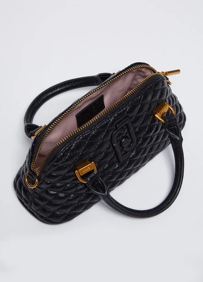 Women Liujo Handbags Glossy Quilted Handbag Black