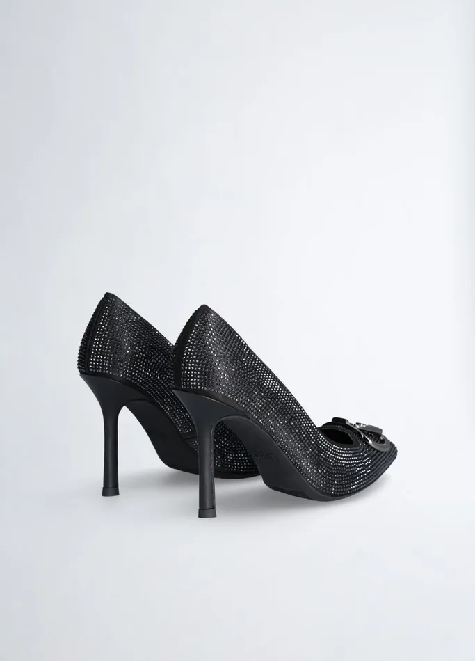 Women Liujo High Heel Shoes Black Court Shoes With AllOver Rhinestones