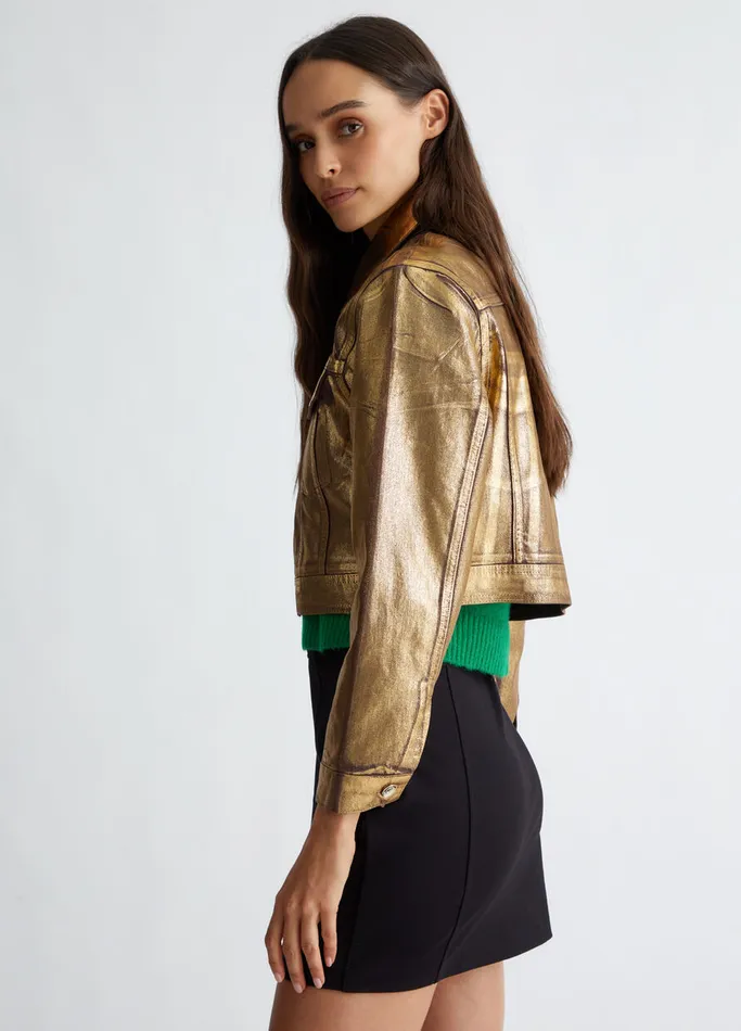 Women Liujo Jackets and Blazers FoilEffect Jacket Goldcolour