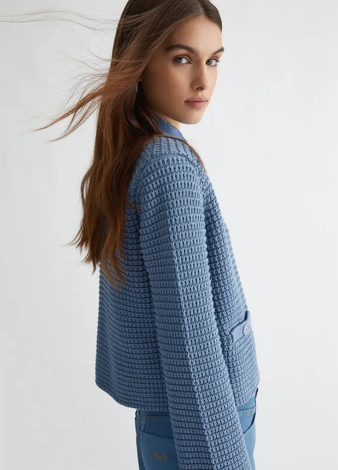Women Liujo Jackets and Blazers Knit Cardigan Blue