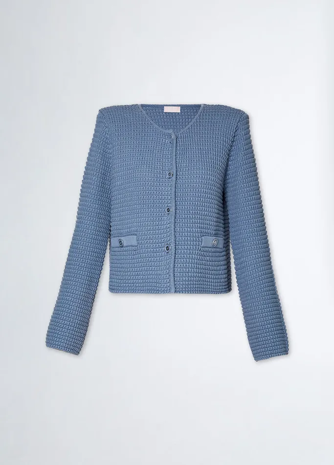 Women Liujo Jackets and Blazers Knit Cardigan Blue