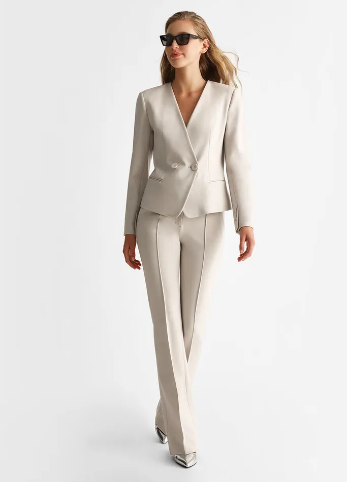 Women Liujo Jackets and Blazers Slim Cropped Blazer Grey