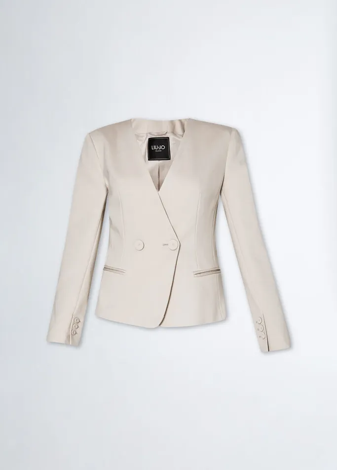 Women Liujo Jackets and Blazers Slim Cropped Blazer Grey