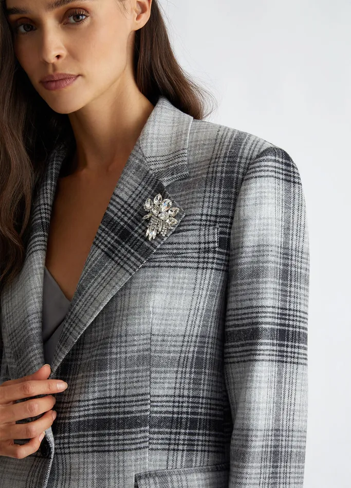 Women Liujo Jackets and Blazers Suit Blazer With Brooch Grey