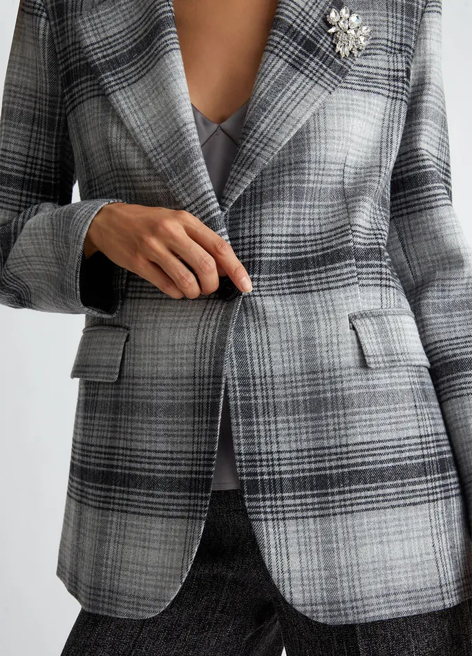 Women Liujo Jackets and Blazers Suit Blazer With Brooch Grey