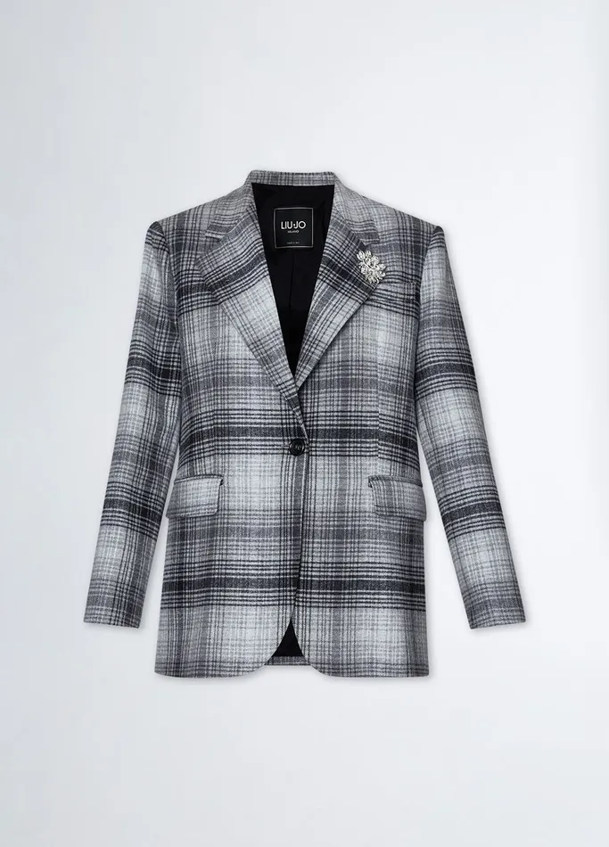 Women Liujo Jackets and Blazers Suit Blazer With Brooch Grey