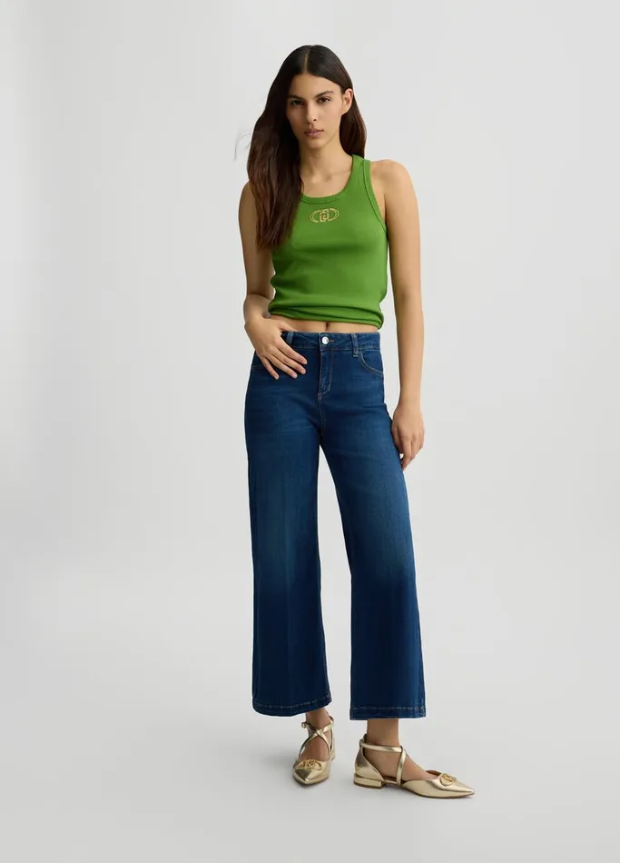 Women Liujo Jeans Dark Blue Cropped Jeans