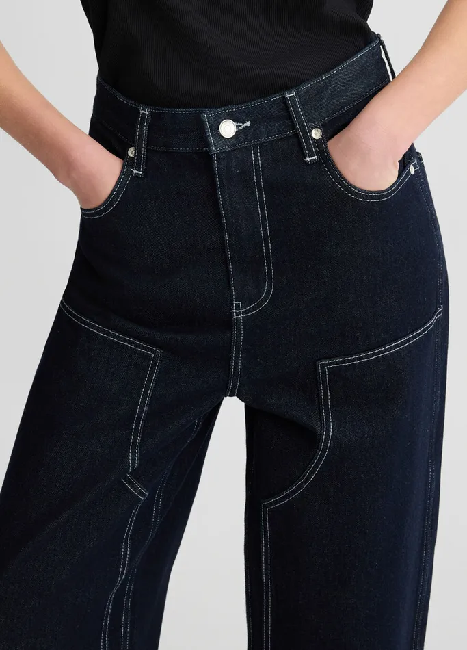 Women Liujo Jeans Distressed Cotton Jeans Dark Denim