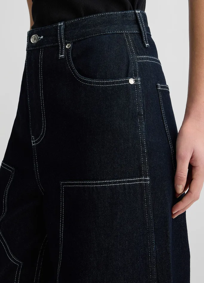 Women Liujo Jeans Distressed Cotton Jeans Dark Denim