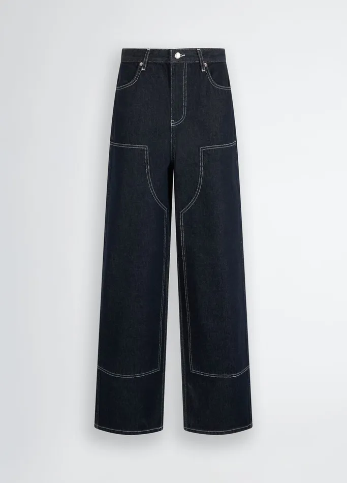 Women Liujo Jeans Distressed Cotton Jeans Dark Denim
