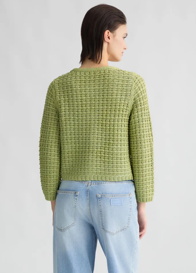 Women Liujo Jumpers and Cardigans Boucl Jacket Avocado