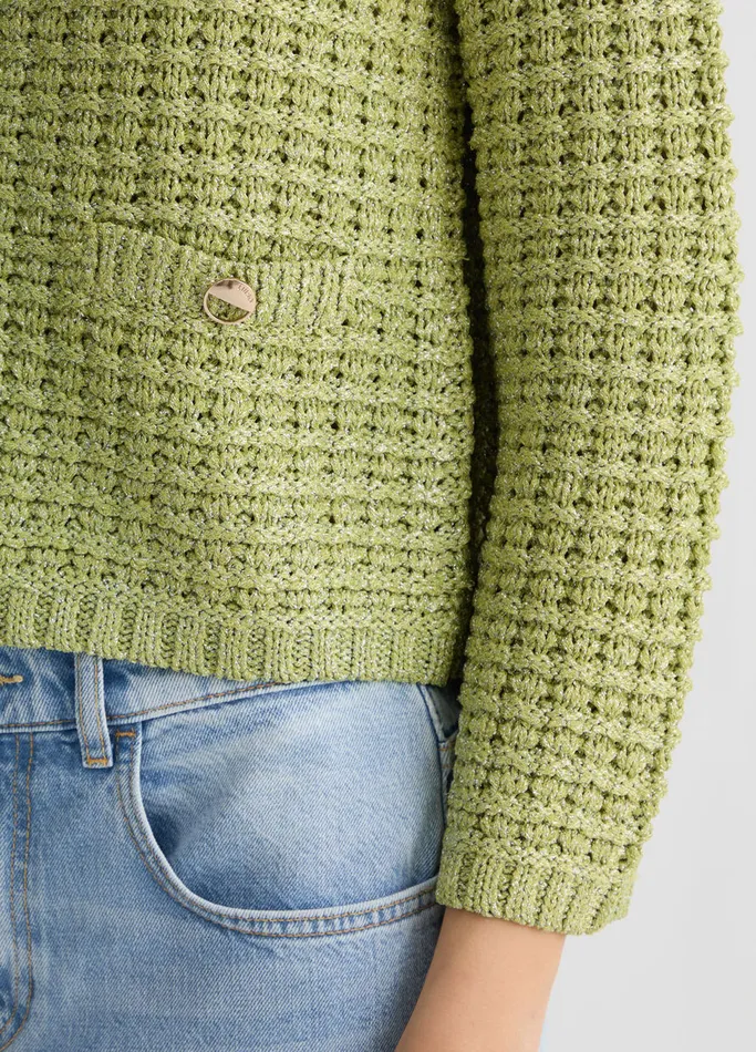 Women Liujo Jumpers and Cardigans Boucl Jacket Avocado