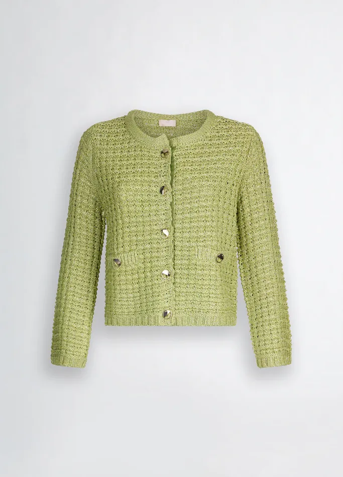 Women Liujo Jumpers and Cardigans Boucl Jacket Avocado